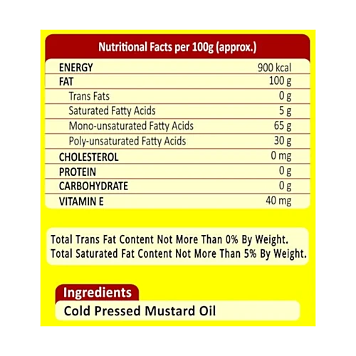 P Mark Kachi Ghani Mustard Oil - 5 Liter Tin - Image 3