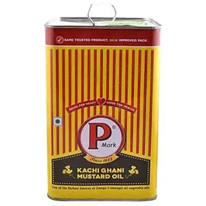 P Mark Kachi Ghani Mustard Oil - 5 Liter Tin