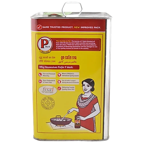 P Mark Kachi Ghani Mustard Oil - 5 Liter Tin - Image 2